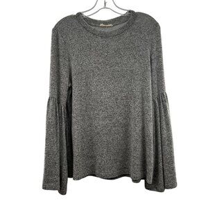 Lush Women's Pullover Sweater Long Flare Sleeve Gray Size Small Soft